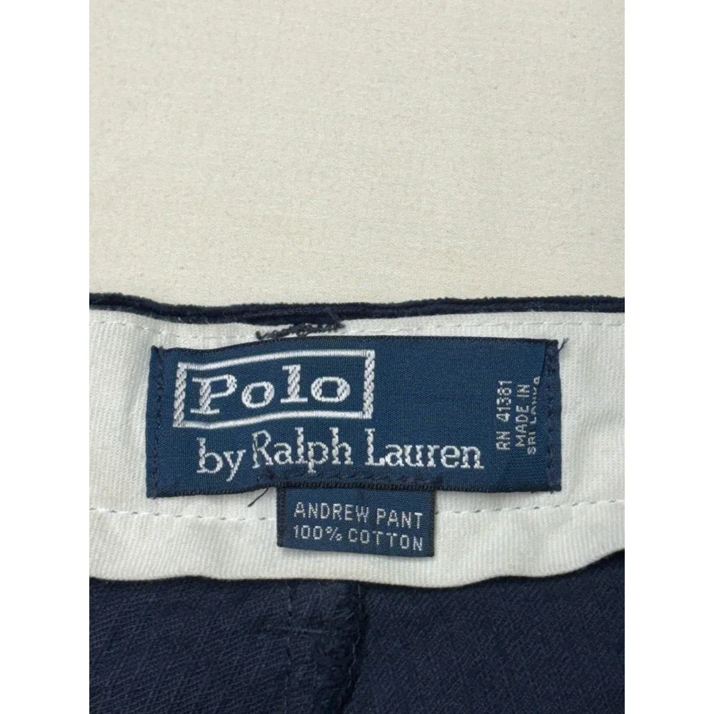 Polo Ralph Lauren Andrew Pant Navy Blue Corduroy Pleated Trousers Mens 36/32